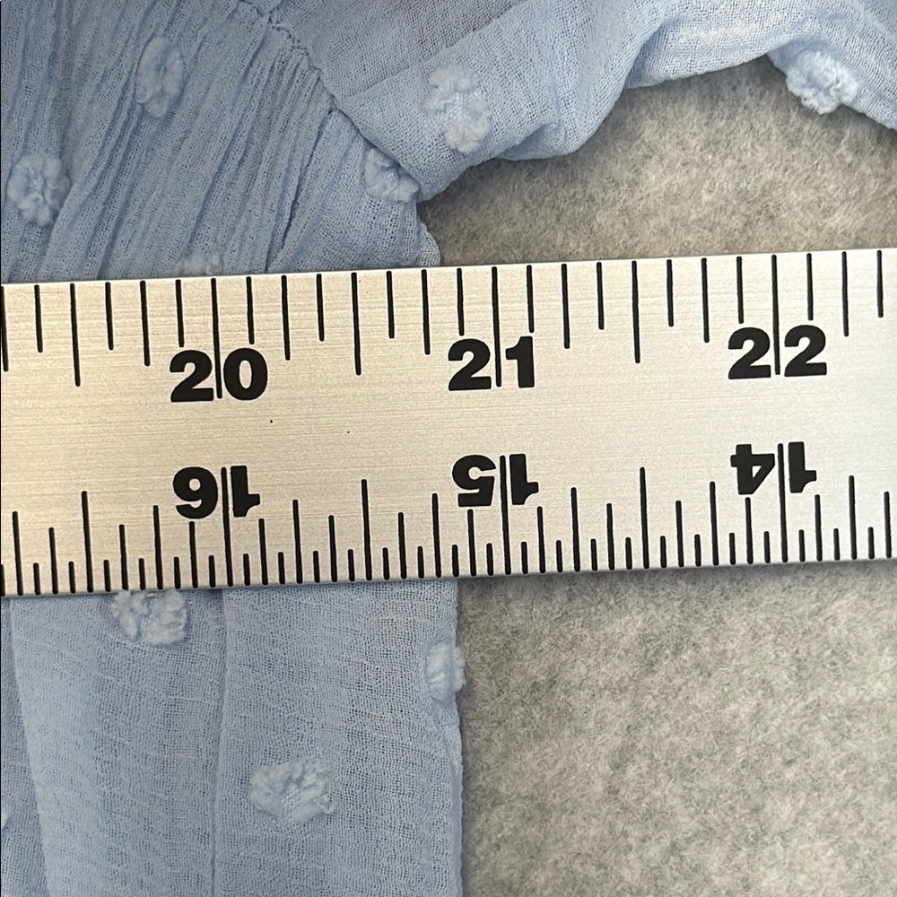 White House Black Market Blue Puff Sleeve Blouse - Picture 5 of 8